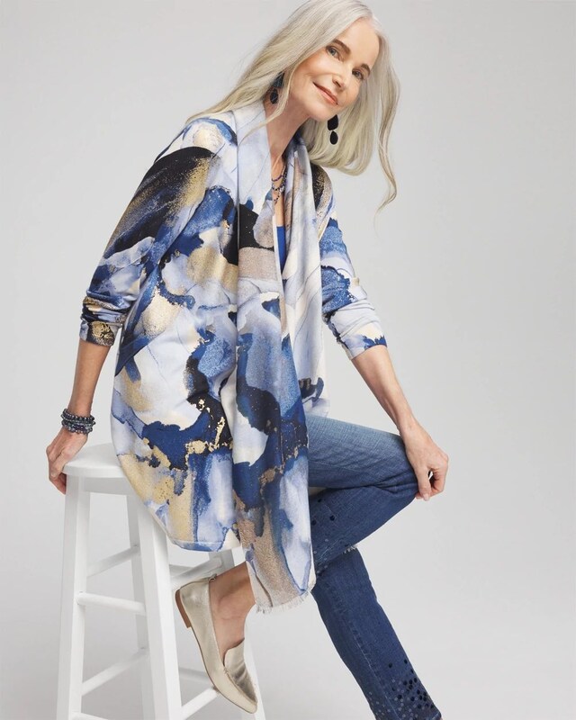 Foil Ocean Print Cardigan - image 2